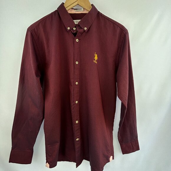 U.S. Polo Assn. preppy burgundy button-down shirt - men's large L - Picture 2 of 8